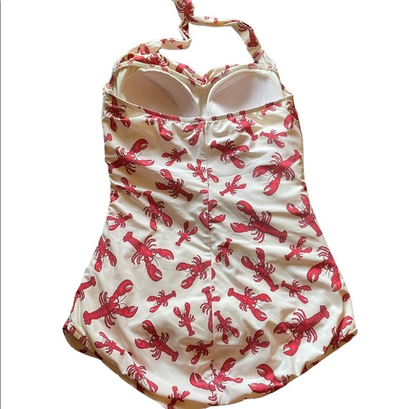 Esther Williams Red and White One Piece Swimsuit with Floral Design - Picture 9 of 15
